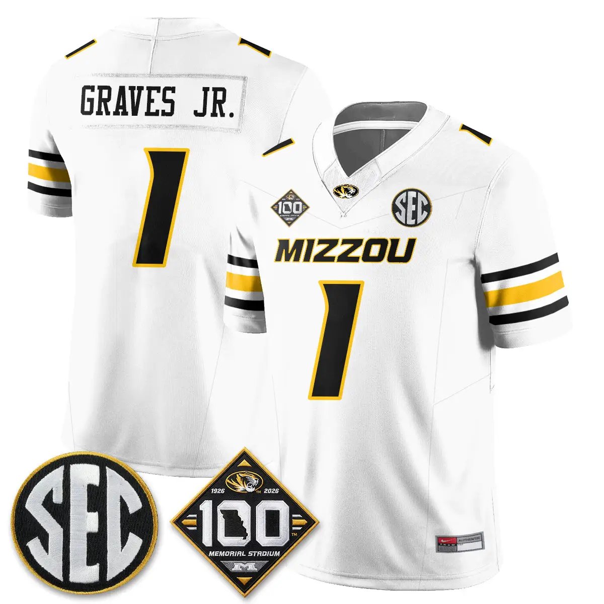 MIZZ 100th Anniversary of Memorial Stadium Edition - Stitched (2) by Missouri Tigers