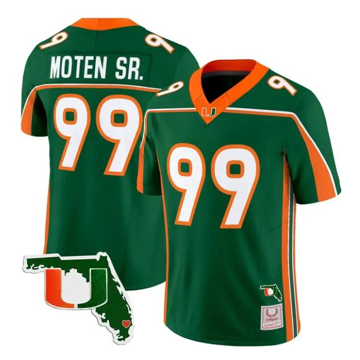 Ahmad Moten Jersey #99 Miami Hurricanes Throwback Florida Patch Stitched by My Store NCAA Football Jerseys