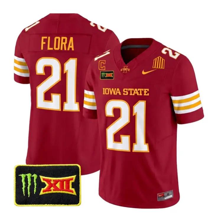 Aiden Flora Jersey #21 Iowa State Cyclones 2026 Vapor Limited Stitched Cardinal by My Store NCAA Football Jerseys