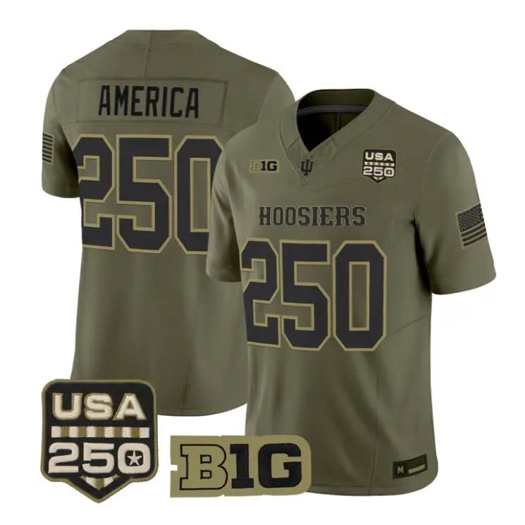 America Jersey #250 Indiana Hoosiers 2026 Salute to Service All Stitched Olive by My Store NCAA Football Jerseys