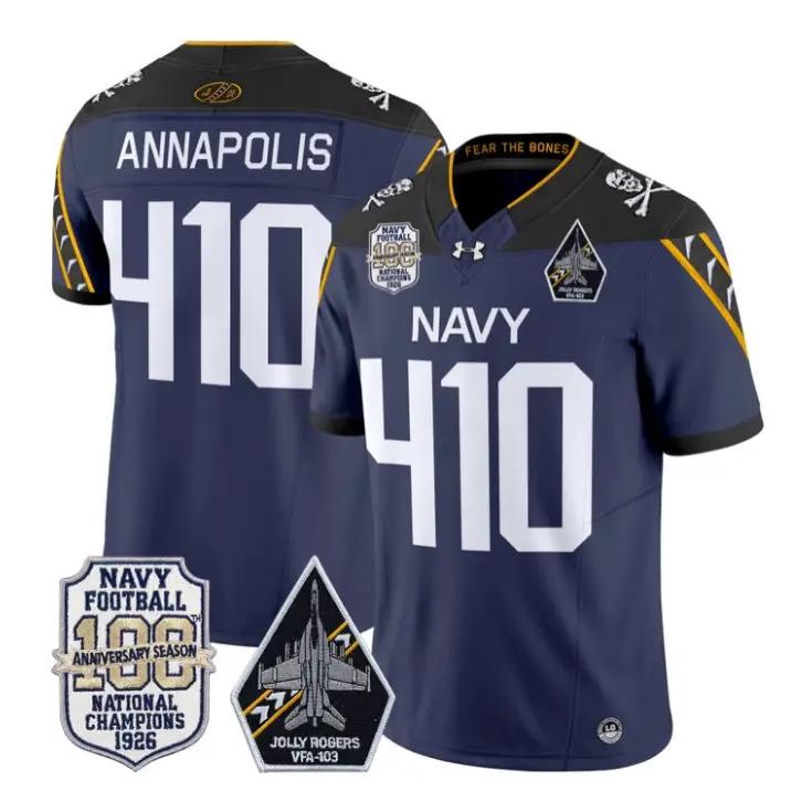 Annapolis Jersey #410 Navy Midshipmen 100th Anniversary Patch Stitched by My Store NCAA Football Jerseys