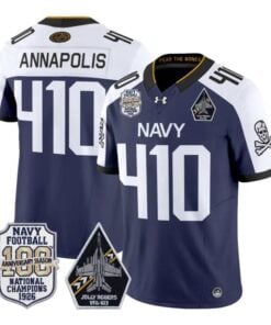 Annapolis Jersey #410 Navy Midshipmen 100th Anniversary Patch Stitched by My Store NCAA Football Jerseys