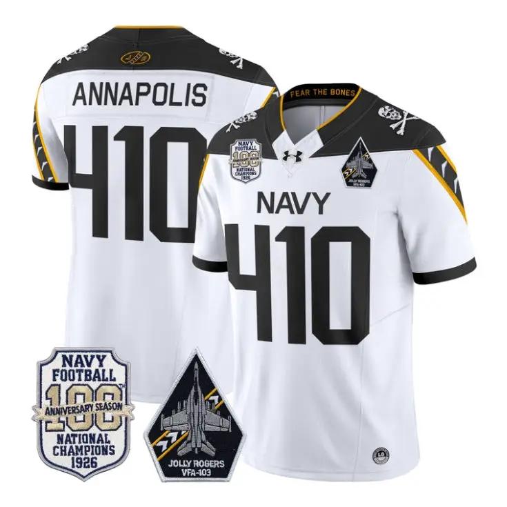 Annapolis Jersey #410 Navy Midshipmen 100th Anniversary Patch Stitched by My Store NCAA Football Jerseys