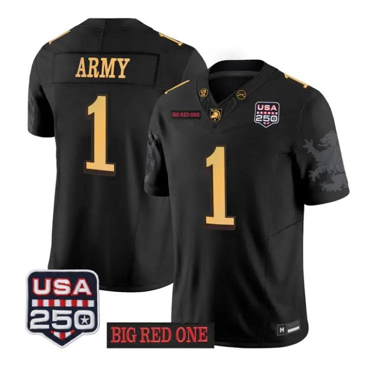 Army Jersey #1 Army Black Knights 2026 Big Red One USA250 Patch Vapor Stitched by My Store NCAA Football Jerseys