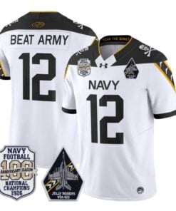 Beat Army Jersey #12 Navy Midshipmen 100th Anniversary Patch Stitched by My Store NCAA Football Jerseys