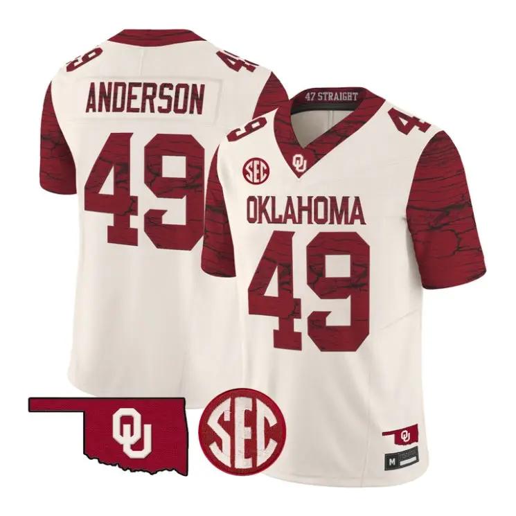 Ben Anderson Jesey #49 Oklahoma Sooners 2026 Rough Rider Vapor Stitched by My Store NCAA Football Jerseys
