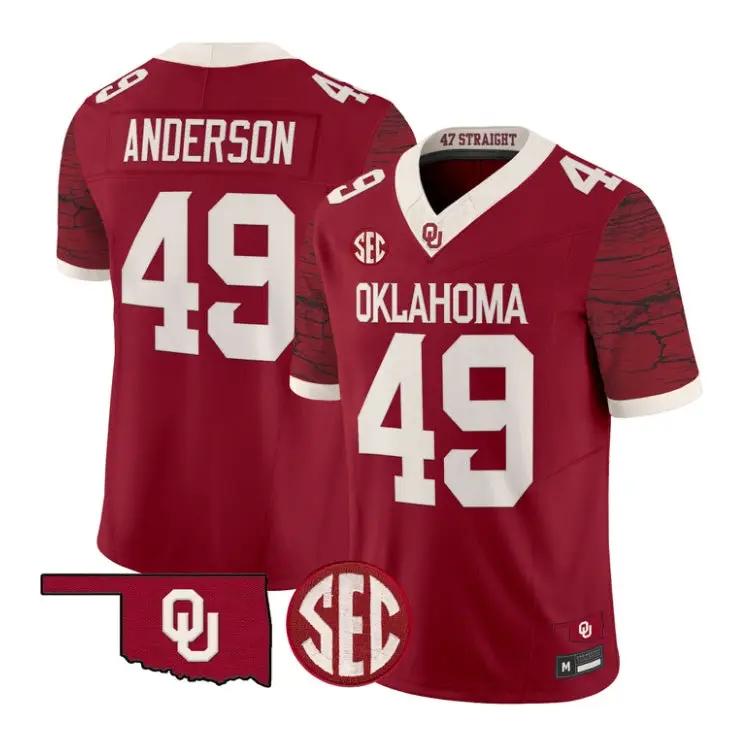 Ben Anderson Jesey #49 Oklahoma Sooners 2026 Rough Rider Vapor Stitched by My Store NCAA Football Jerseys