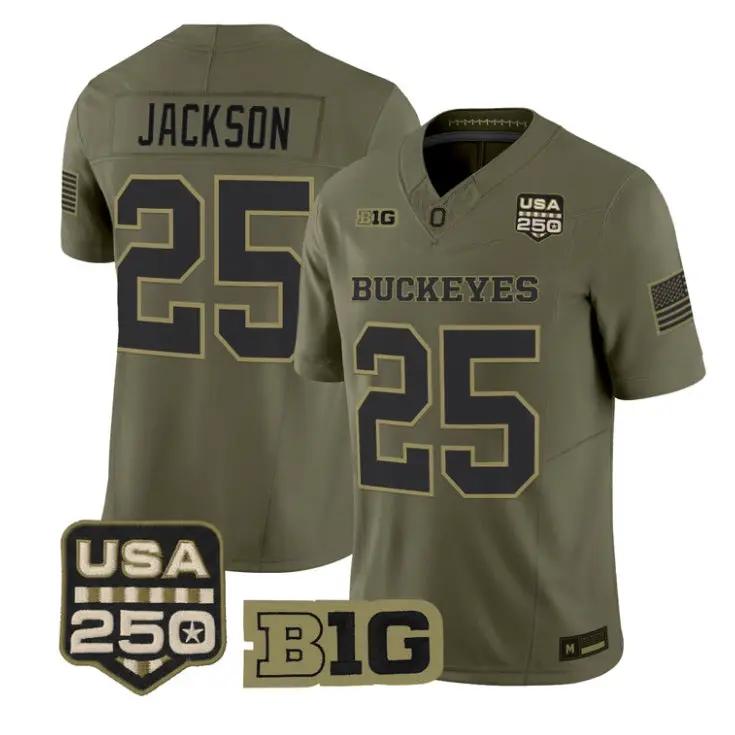 Bo Jackson Jersey #25 Ohio State Buckeyes 2026 Salute to Service Stitched Olive by My Store NCAA Football Jerseys