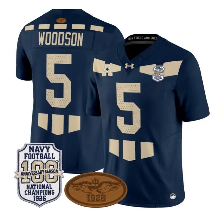 Braxton Woodson Jersey #5 Navy Midshipmen 1926 National Championship Stitched by My Store NCAA Football Jerseys