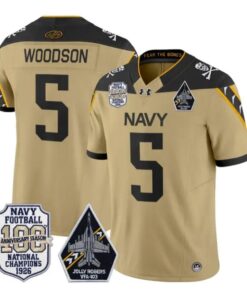 Braxton Woodson Jersey #5 Navy Midshipmen 100th Anni Patch Stitched by My Store NCAA Football Jerseys