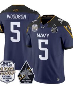 Braxton Woodson Jersey #5 Navy Midshipmen 100th Anni Patch Stitched by My Store NCAA Football Jerseys
