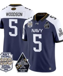 Braxton Woodson Jersey #5 Navy Midshipmen 100th Anni Patch Stitched by My Store NCAA Football Jerseys