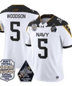 Braxton Woodson Jersey #5 Navy Midshipmen 100th Anni Patch Stitched by My Store NCAA Football Jerseys