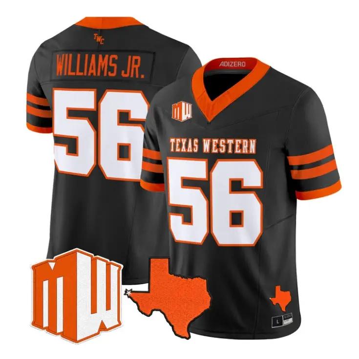 Brian Williams Jr Jersey #56 UTEP Miners 2026 Going Dark in the Sun City Stitched by My Store NCAA Football Jerseys