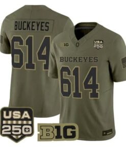 Buckeyes Jersey #614 Ohio State Buckeyes 2026 Salute to Service Stitched Olive by My Store NCAA Football Jerseys