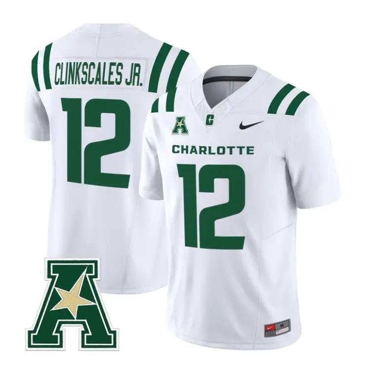 CJ Clinkscales Jr Jersey #12 Charlotte 49ers 2026 Vapor All Stitched by My Store NCAA Football Jerseys