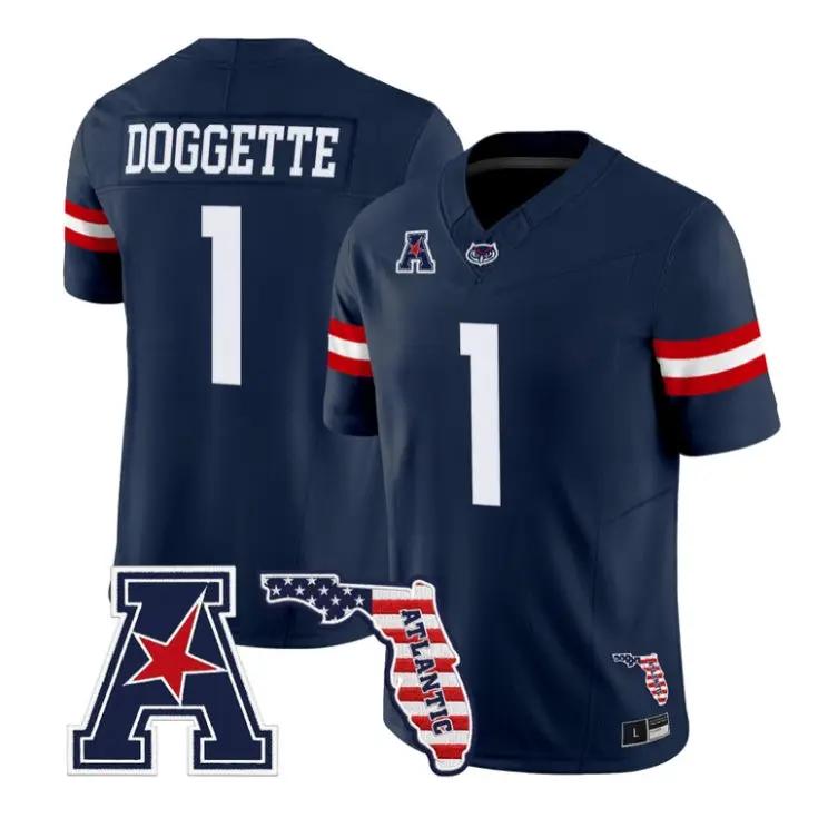 CJ Doggette Jersey #1 Florida Atlantic Owls 2026 Florida Patch Stitched by My Store NCAA Football Jerseys