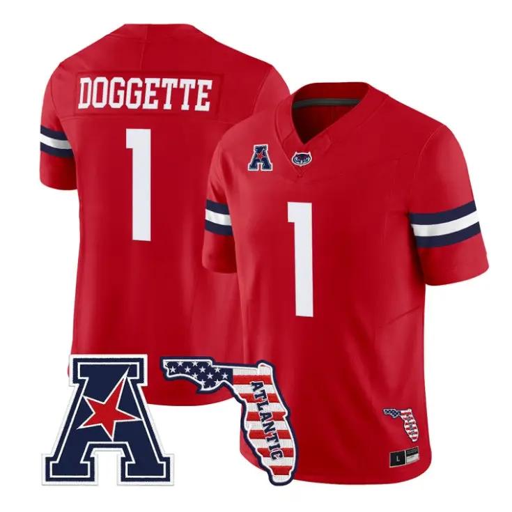 CJ Doggette Jersey #1 Florida Atlantic Owls 2026 Florida Patch Stitched by My Store NCAA Football Jerseys