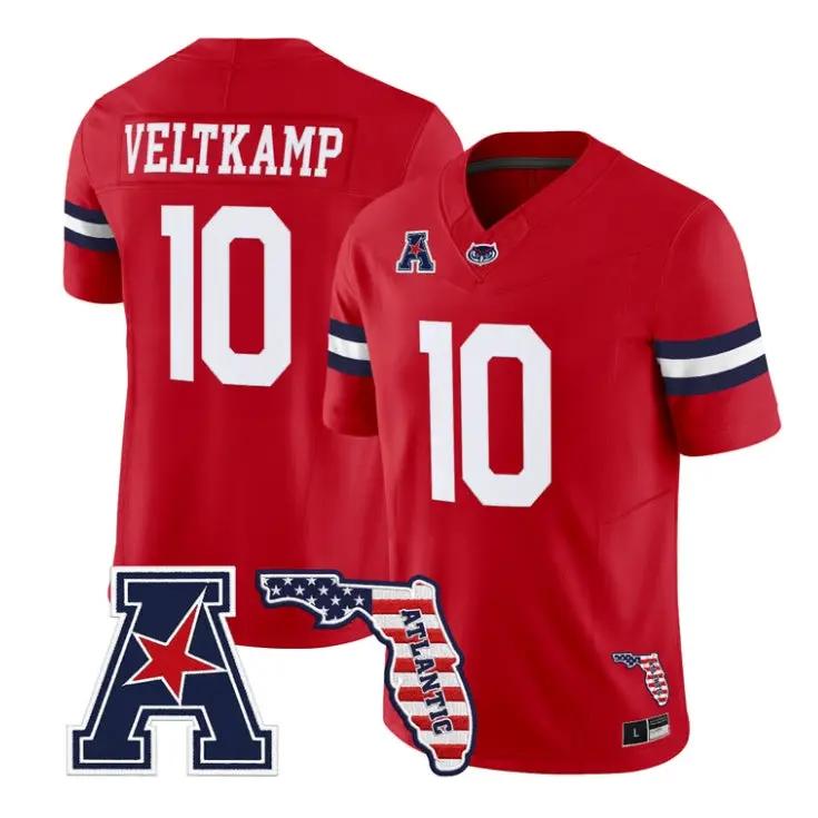 Caden Veltkamp Jersey #10 Florida Atlantic Owls 2026 Florida Patch Stitched by My Store NCAA Football Jerseys