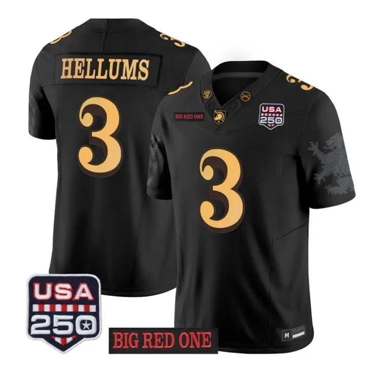 Cale Hellums Jersey #3 Army Black Knights 2026 Big Red One USA 250 Patch Stitched by My Store NCAA Football Jerseys
