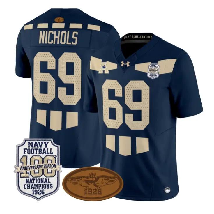 Cam Nichols Jersey #69 Navy Midshipmen 1926 National Championship Vapor Stitched by My Store NCAA Football Jerseys