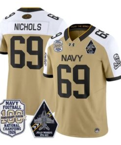 Cam Nichols Jersey #69 Navy Midshipmen 100th Anni Patch All Stitched by My Store NCAA Football Jerseys