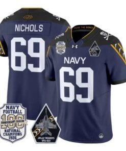 Cam Nichols Jersey #69 Navy Midshipmen 100th Anni Patch All Stitched by My Store NCAA Football Jerseys