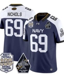 Cam Nichols Jersey #69 Navy Midshipmen 100th Anni Patch All Stitched by My Store NCAA Football Jerseys