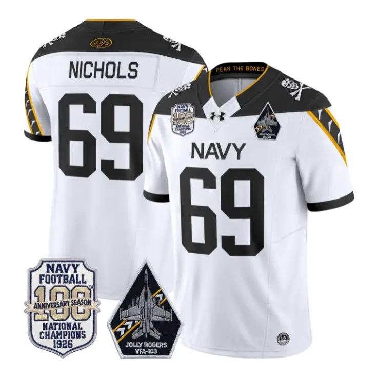 Cam Nichols Jersey #69 Navy Midshipmen 100th Anni Patch All Stitched by My Store NCAA Football Jerseys