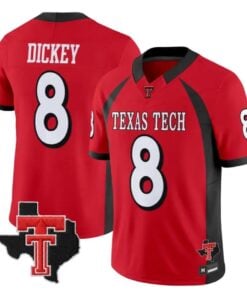 Cameron Dickey Jersey #8 Texas Tech Red Raiders 2026 Throwback Stitched by My Store NCAA Football Jerseys