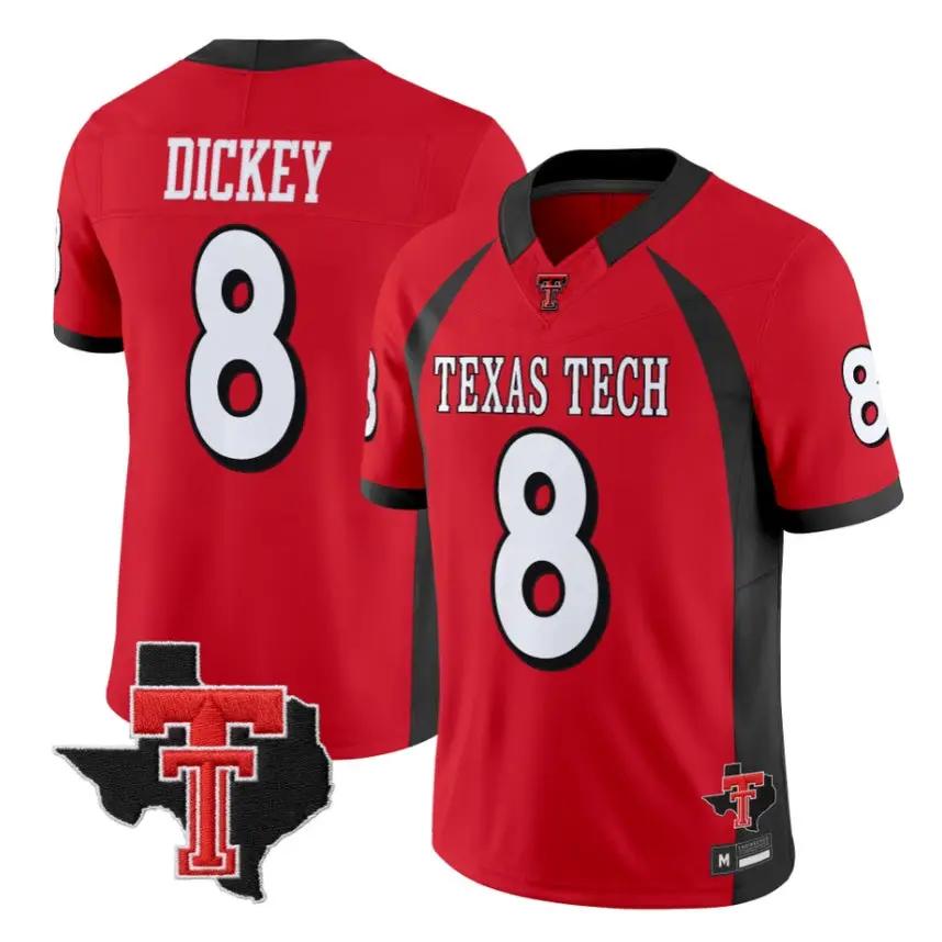 Cameron Dickey Jersey #8 Texas Tech Red Raiders 2026 Throwback Stitched by My Store NCAA Football Jerseys