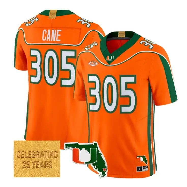Cane Jersey #305 Miami Hurricanes 2001 Throwback 2026 Limited Stitched by My Store NCAA Football Jerseys