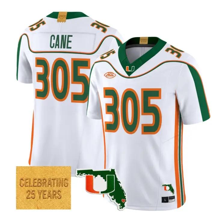 Cane Jersey #305 Miami Hurricanes 2001 Throwback 2026 Limited Stitched by My Store NCAA Football Jerseys
