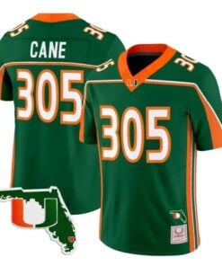 Cane Jersey #305 Miami Hurricanes Throwback 2026 Florida Patch Stitched by My Store NCAA Football Jerseys