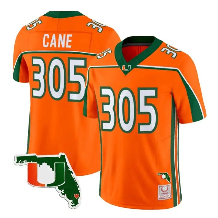 Cane Jersey #305 Miami Hurricanes Throwback 2026 Florida Patch Stitched by My Store NCAA Football Jerseys