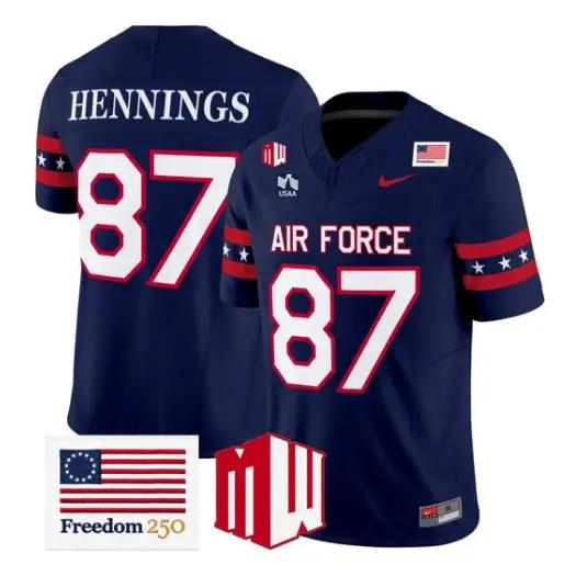 Chad Hennings Jersey #87 Air Force Falcons 2026 Freedom 250 Stitched by My Store NCAA Football Jerseys