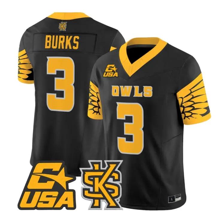 Chandler Burks Jersey #3 Kennesaw State Owls 2026 Vapor All Stitched by My Store NCAA Football Jerseys