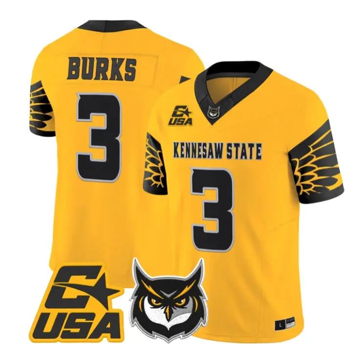Chandler Burks Jersey #3 Kennesaw State Owls 2026 Vapor All Stitched by My Store NCAA Football Jerseys