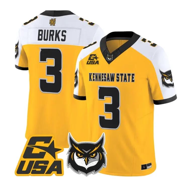 Chandler Burks Jersey #3 Kennesaw State Owls 2026 Vapor All Stitched by My Store NCAA Football Jerseys