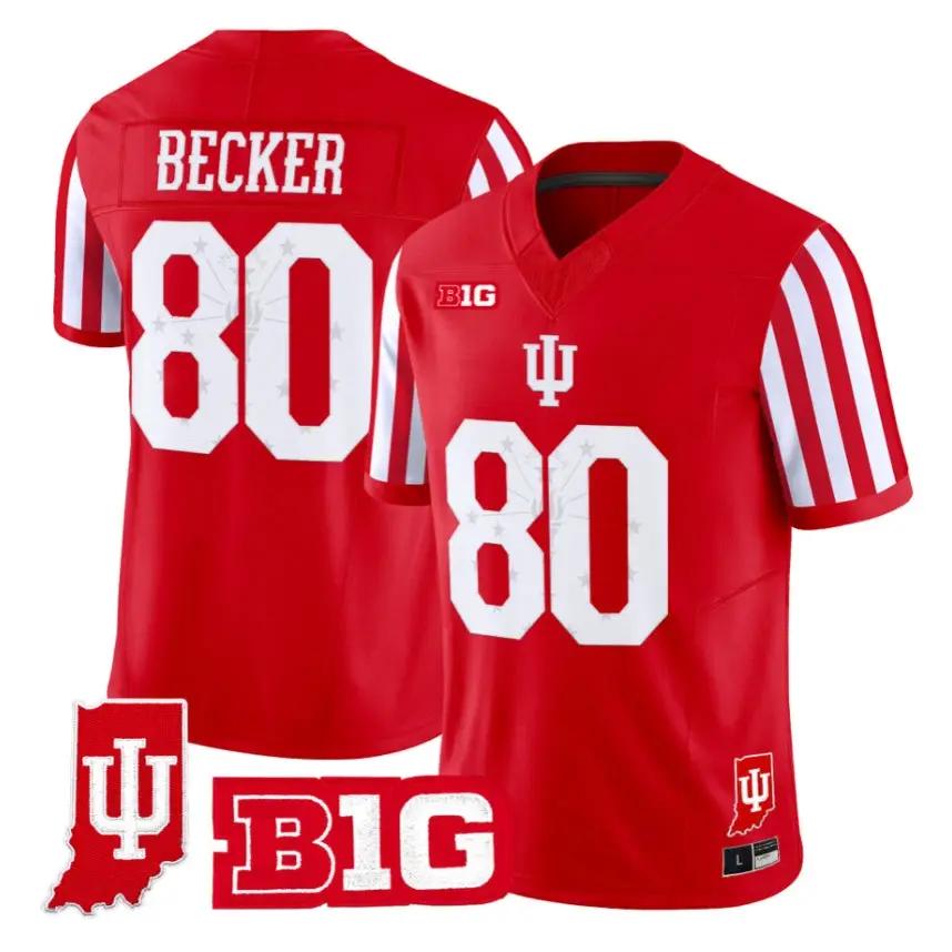 Charlie Becker Jersey #80 Indiana Hoosiers 2026 Indiana State Patch All Stitched by My Store NCAA Football Jerseys