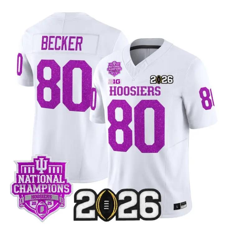 Charlie Becker Jersey #80 Indiana Hoosiers 2026 Glitter Vapor Stitched by My Store NCAA Football Jerseys