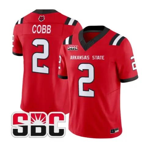 Chauncy Cobb Jersey #2 Arkansas State Red Wolves 2026 Stitched by My Store NCAA Football Jerseys