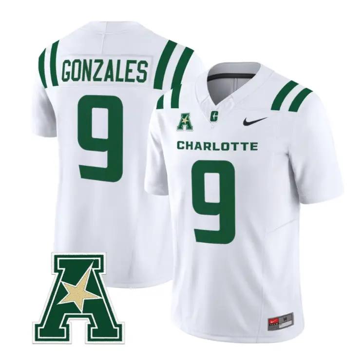 Cole Gonzales Jersey #9 Charlotte 49ers 2026 Vapor Limited Stitched by My Store NCAA Football Jerseys