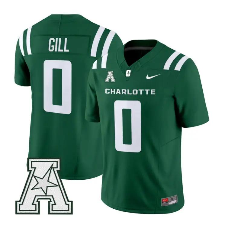 Collin Gill Jersey #0 Charlotte 49ers 2026 Vapor Limited All Stitched by My Store NCAA Football Jerseys
