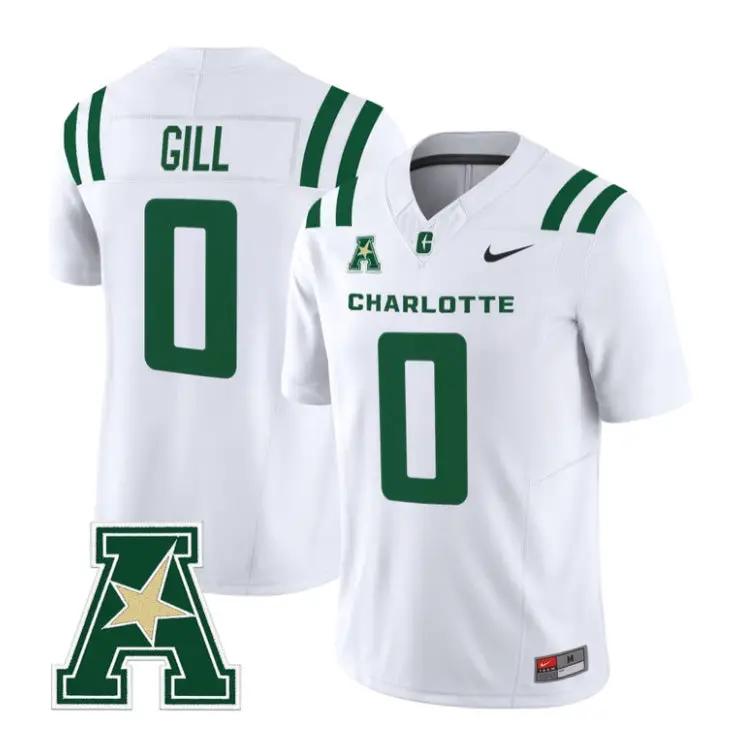 Collin Gill Jersey #0 Charlotte 49ers 2026 Vapor Limited All Stitched by My Store NCAA Football Jerseys