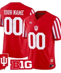 Custom Indiana Hoosiers Jersey 2026 Candy Stripe Indiana State Patch Stitched by My Store NCAA Football Jerseys