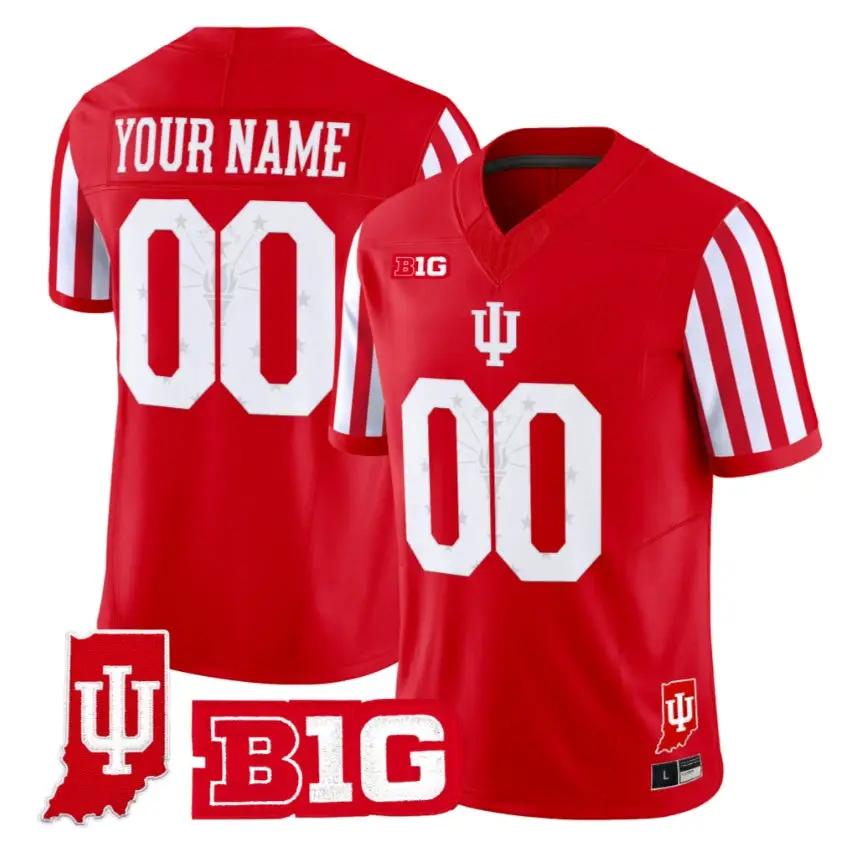 Custom Indiana Hoosiers Jersey 2026 Candy Stripe Indiana State Patch Stitched by My Store NCAA Football Jerseys