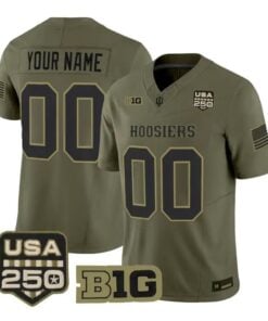 Custom Indiana Hoosiers Jersey 2026 Salute to Service Vapor All Stitched Olive by My Store NCAA Football Jerseys