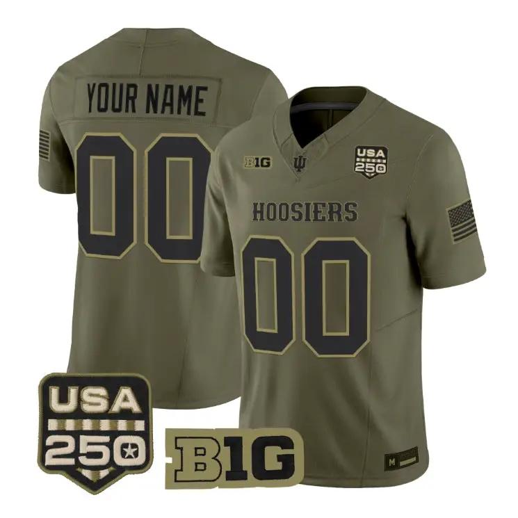Custom Indiana Hoosiers Jersey 2026 Salute to Service Vapor All Stitched Olive by My Store NCAA Football Jerseys