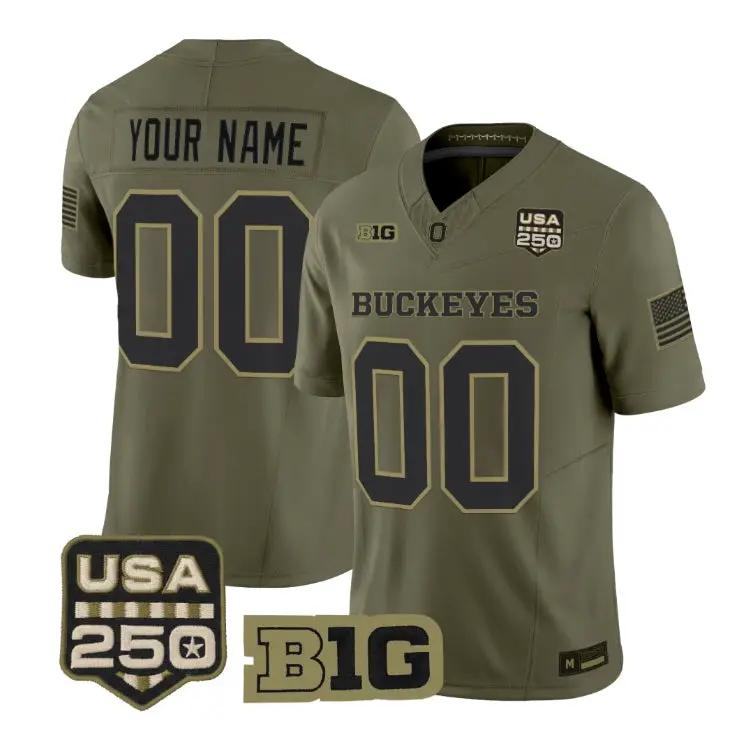 Custom Ohio State Buckeyes Jersey 2026 Salute to Service Stitched Olive by My Store NCAA Football Jerseys